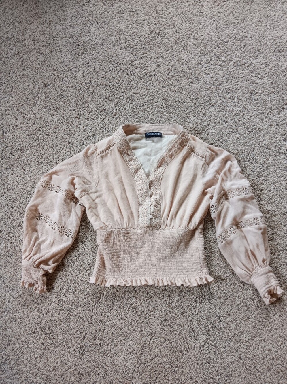 Scarlet Darkness Womens Renaissance Peplum Cream Lace Blouse Large Crochet